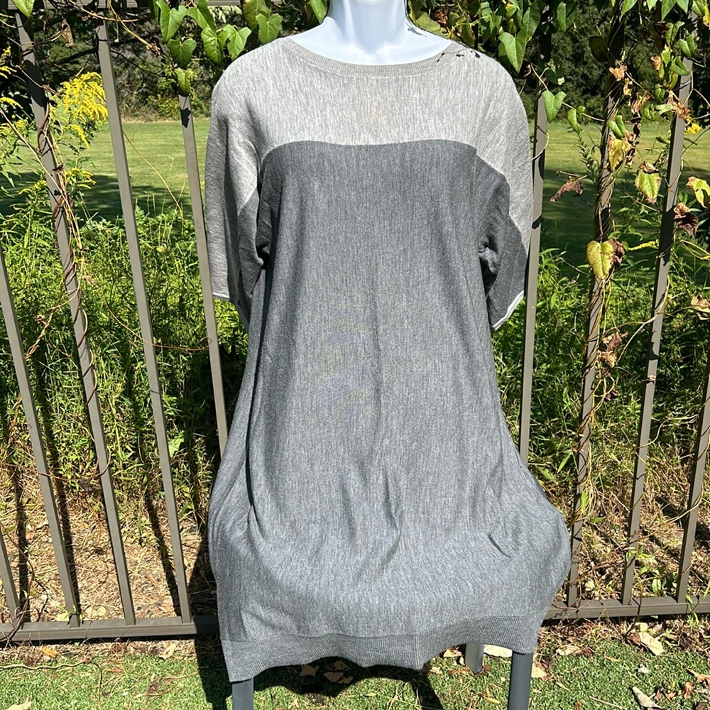 Talbots Gray Color Block Merino Wool Sweater Dres… - image 2